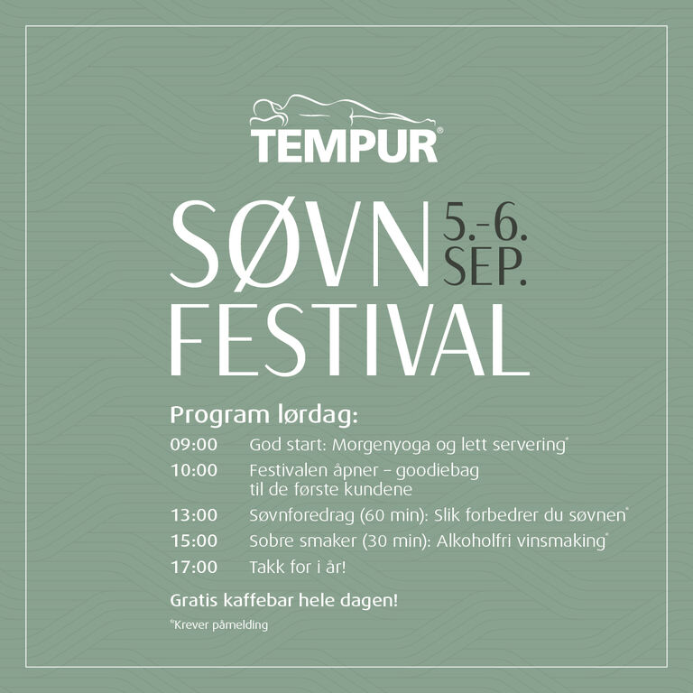 TEMPUR Søvnfestival Oslo, 6 Sep program